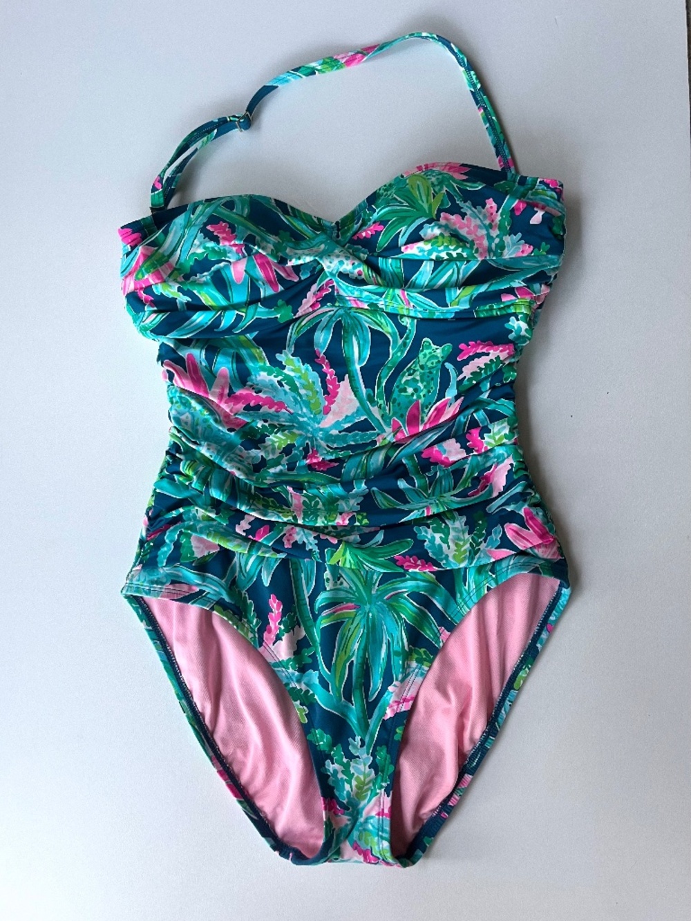 Lily Pulitzer tropical blue, green and pink 1 pc swimsuit size M